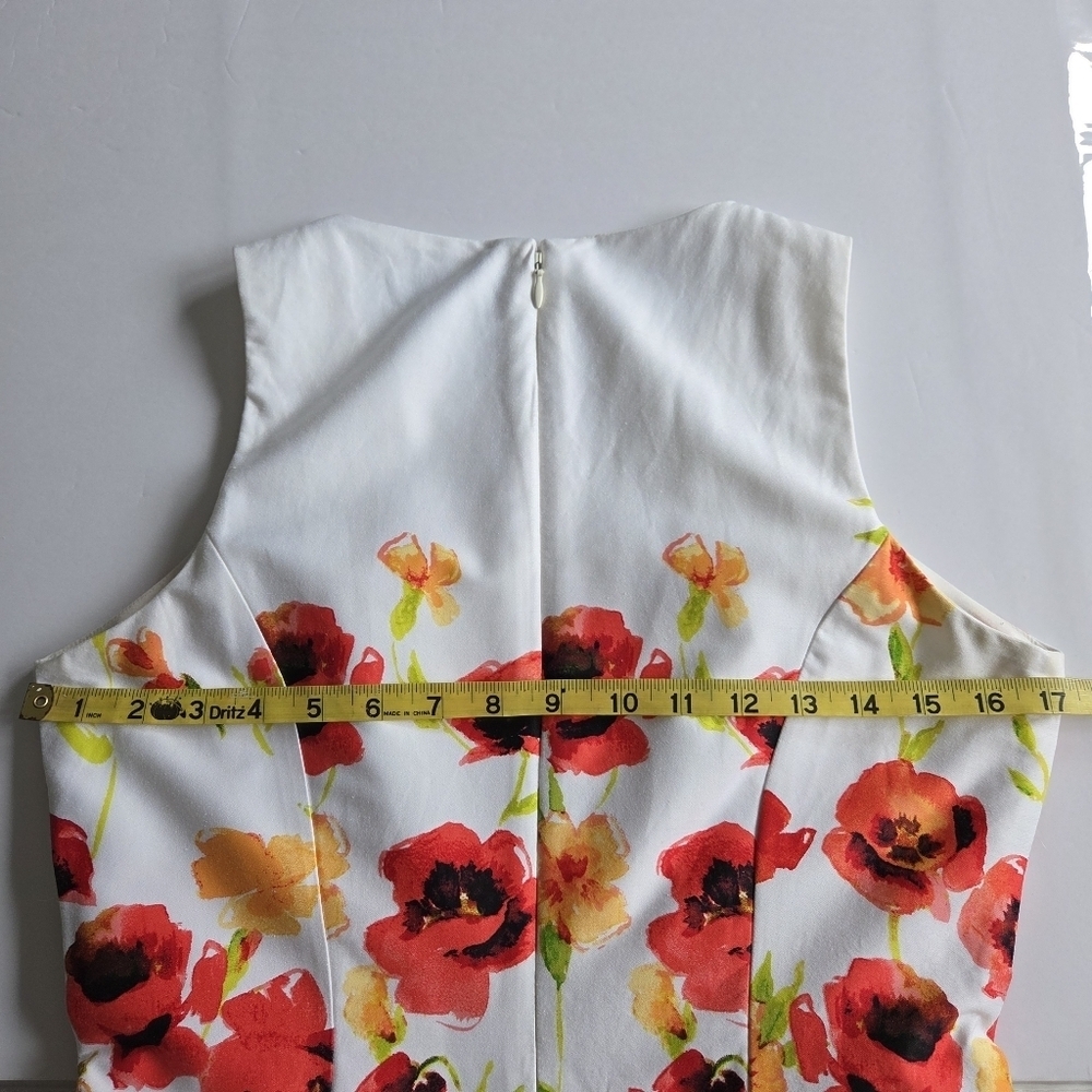 Ralph Lauren Sleeveless Dress - White with Red and Orange Floral Accents - Picture 5 of 9